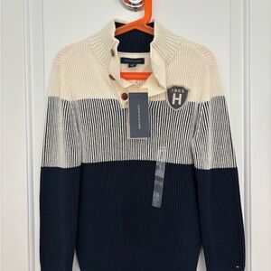 Tommy Hilfiger Kids Navy and Cream Sweater